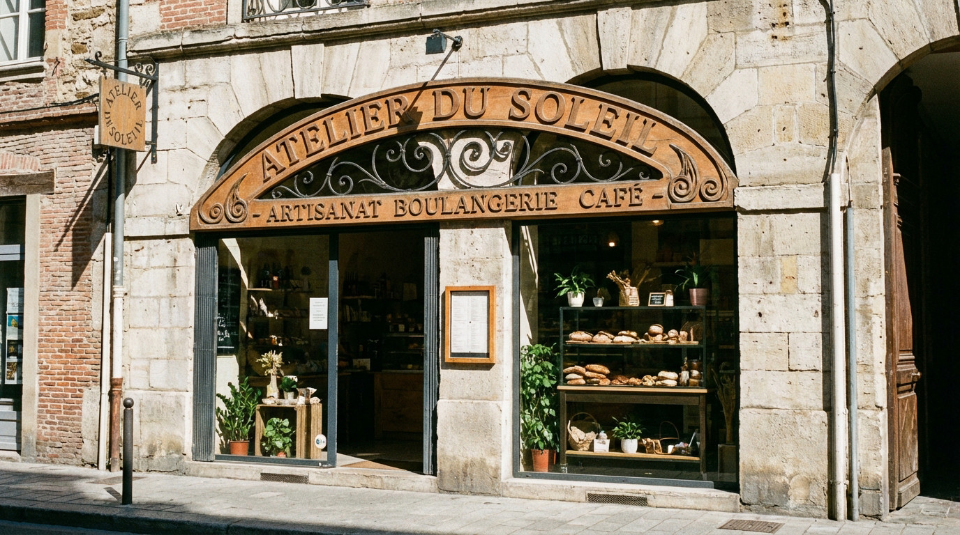 Devanture de boulangerie artisanale avec enseigne commerciale respectant la réglementation en vigueur